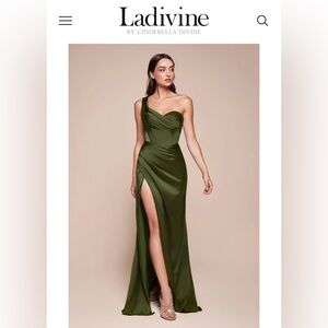Ladivine One-Shoulder Olive Green Dress